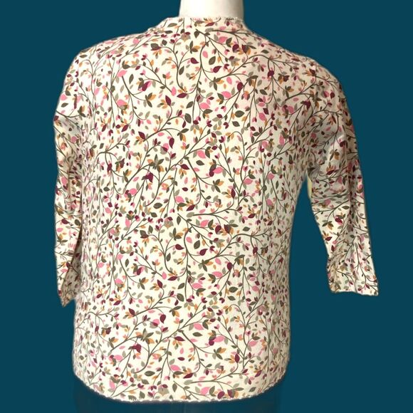 Eddie Bauer Women's Cardigan Floral button up Top XL Cotton Nylon - Picture 3 of 4